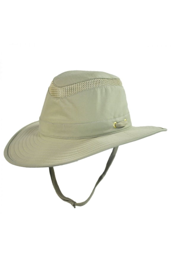 Size 8 or 25 in. Unisex LTM6 Broader Down-Sloping Brim UPF50+ AirFlo Hat, Khaki with Olive Underbrim