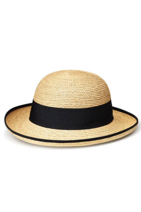 Womens Medium Brim Raffia Hat R2 - Black Hatband - (XL)