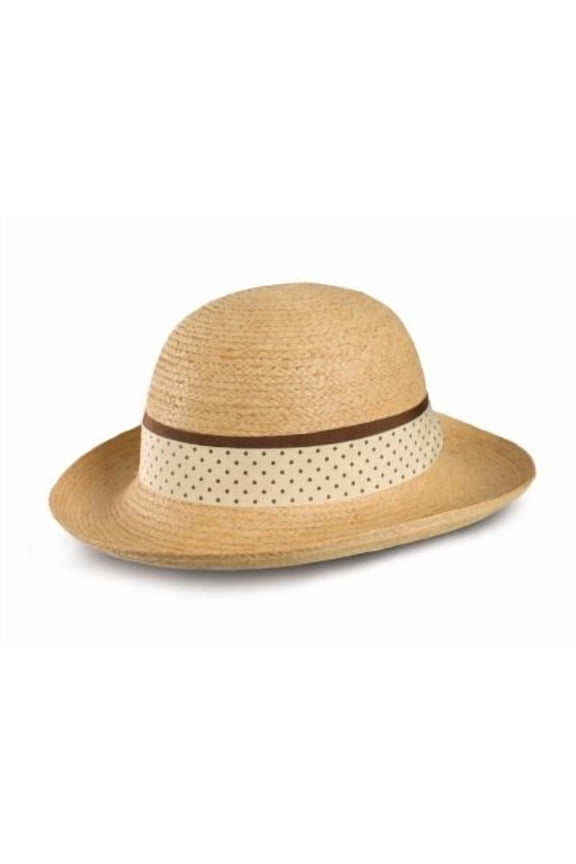 Womens Medium Brim Raffia Hat R2 - Ivory Hatband - (Medium)