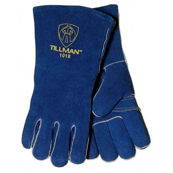 Tillman 1018L Blue Slightly Select Shoulder Split Cowhide Stick Welding Gloves, 14” length