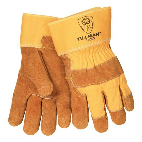 Tillman 1500Y Split Cowhide Cotton Lined Canvas Back Work Gloves, Large, 12 pack