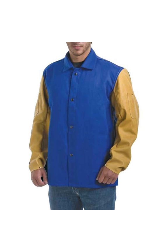 9240 30" 9 oz. Blue Westex FR Cotton/Cowhide Welding Jacket, 3X-Large