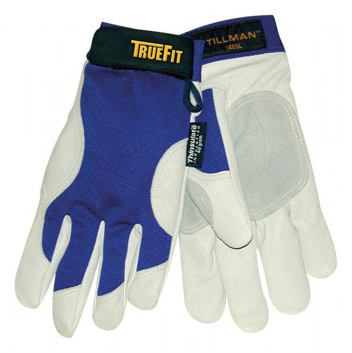 Tillman X-Large Blue And Gray TrueFit Top Grain Pigskin And Nylon Thinsulate Lined Cold Weather Gloves With Reinforced Thumb, Elastic Cuff, Hook And Loop Closure, Rough Side Out Double Palm And Spand