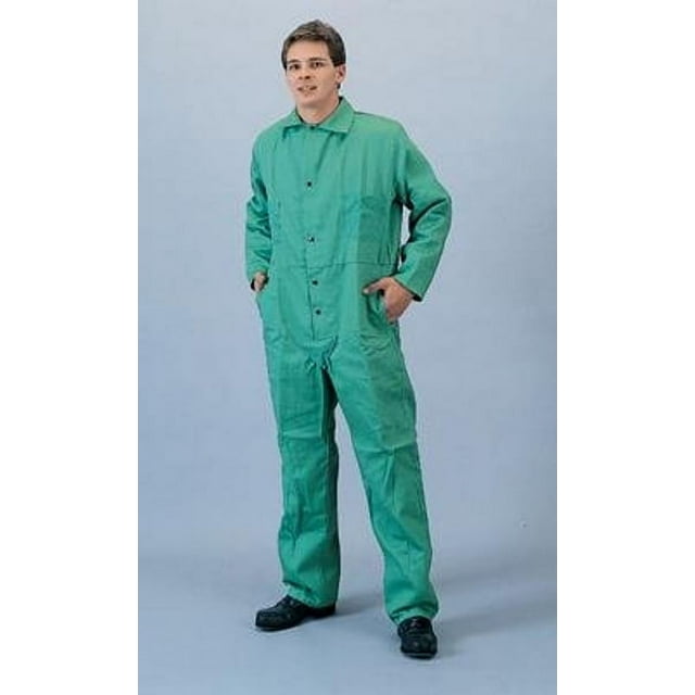 Tillman X-Large Green 9 Ounce 100% Cotton Westex FR7A Flame Retardant Coverall With Snap Front Closure And 2 Rear, Front Pockets