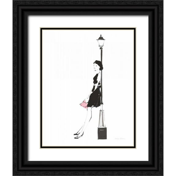 Tillmon, Avery 12x14 Black Ornate Wood Framed with Double Matting Museum Art Print Titled - French Chic III Pink on White No Words
