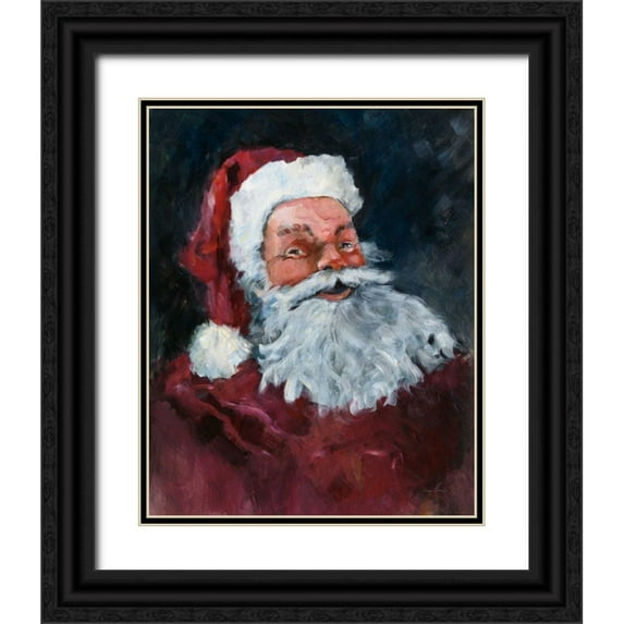 Tillmon, Avery 12x14 Black Ornate Wood Framed with Double Matting Museum Art Print Titled - Jolly Santa