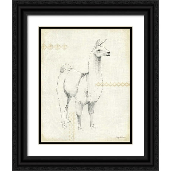 Tillmon, Avery 12x14 Black Ornate Wood Framed with Double Matting Museum Art Print Titled - Llama Land XI