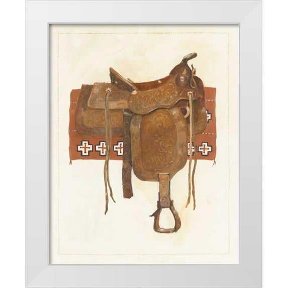Tillmon, Avery 12x14 White Modern Wood Framed Museum Art Print Titled - Western Saddle I Light