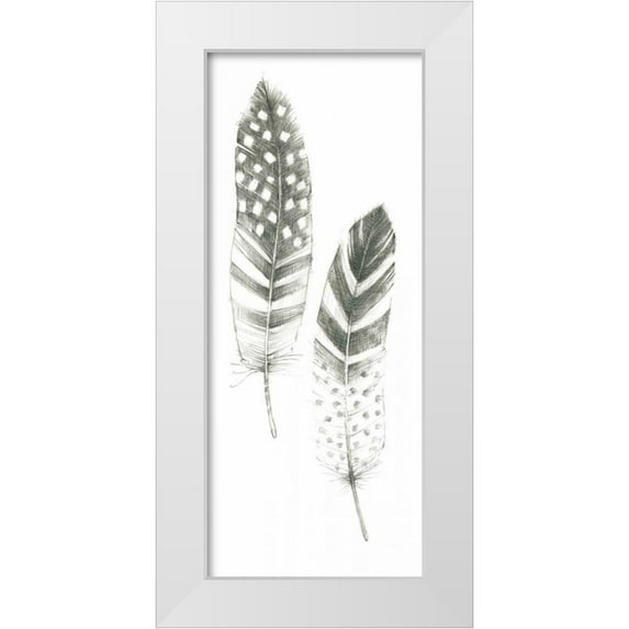 Tillmon, Avery 12x24 White Modern Wood Framed Museum Art Print Titled - Feather Sketches VIII