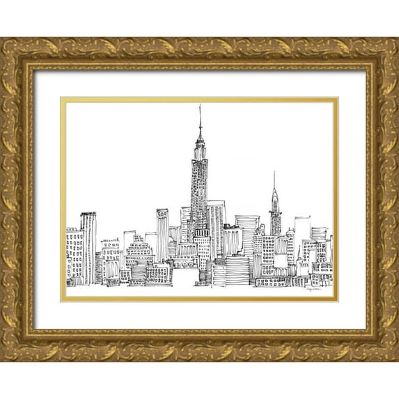 Tillmon, Avery 14x11 Gold Ornate Wood Framed with Double Matting Museum Art Print Titled - New York Skyline Crop