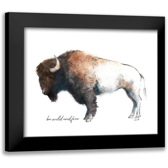 Tillmon, Avery 14x12 Black Modern Framed Museum Art Print Titled - Wild Colorful Bison Dark Brown