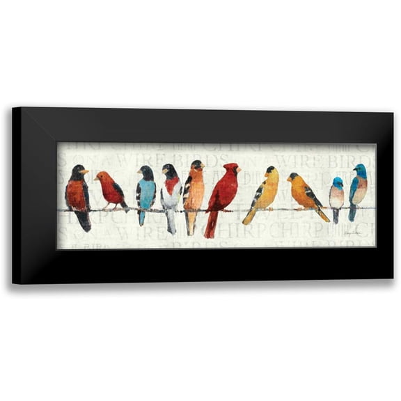Tillmon, Avery 14x7 Black Modern Framed Museum Art Print Titled - The Usual Suspects - Birds on a Wire