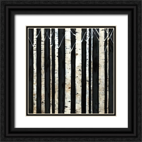 Tillmon, Avery 15x15 Black Ornate Wood Framed with Double Matting Museum Art Print Titled - Birch Tree Square III
