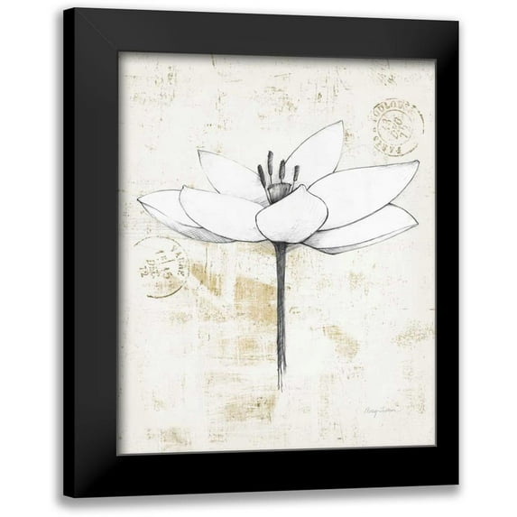 Tillmon, Avery 15x18 Black Modern Framed Museum Art Print Titled - Pencil Floral I Gold