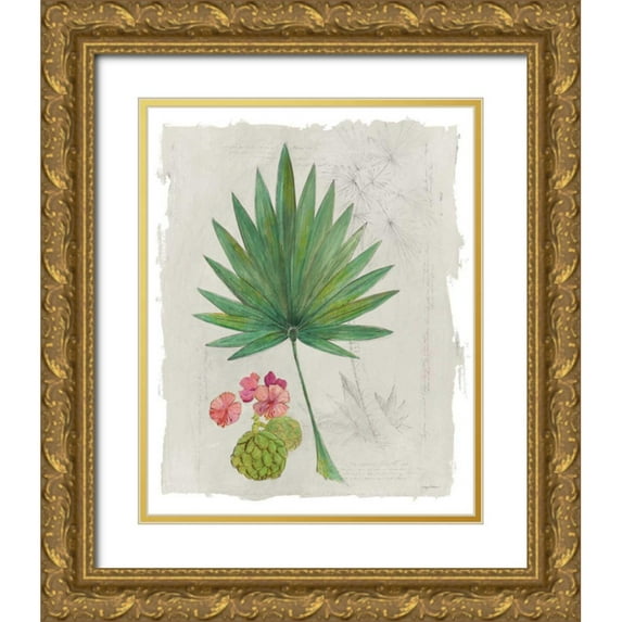 Tillmon, Avery 15x18 Gold Ornate Wood Framed with Double Matting Museum Art Print Titled - Botanical Journal II Light