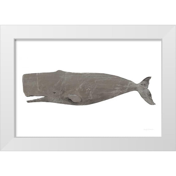 Tillmon, Avery 18x13 White Modern Wood Framed Museum Art Print Titled - Whale on White