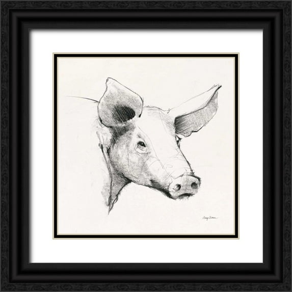 Tillmon, Avery 20x20 Black Ornate Wood Framed with Double Matting Museum Art Print Titled - Life at Home VII Vintage Cream