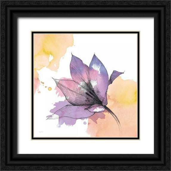 Tillmon, Avery 20x20 Black Ornate Wood Framed with Double Matting Museum Art Print Titled - Watercolor Graphite Flower IX