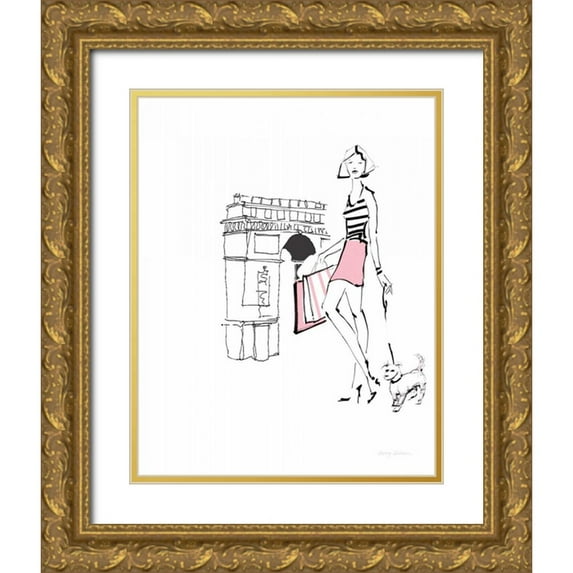 Tillmon, Avery 20x24 Gold Ornate Wood Framed with Double Matting Museum Art Print Titled - French Chic II Pink on White No Words