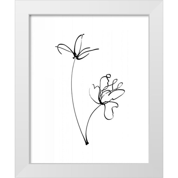 Tillmon, Avery 20x24 White Modern Wood Framed Museum Art Print Titled - Ink Flowers 25 on White