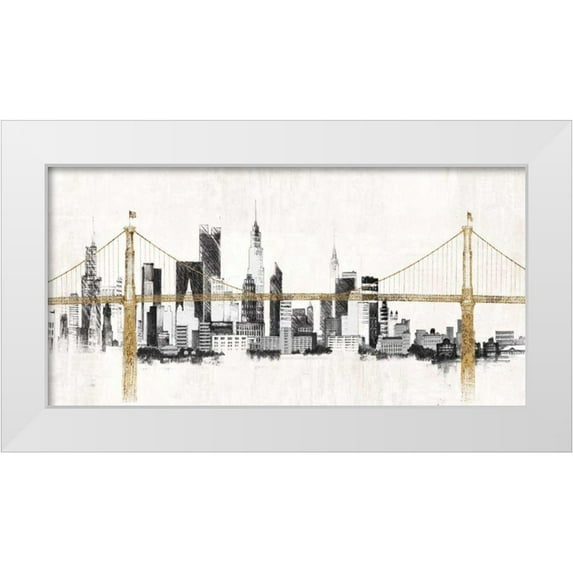 Tillmon, Avery 24x14 White Modern Wood Framed Museum Art Print Titled - Bridge and Skyline