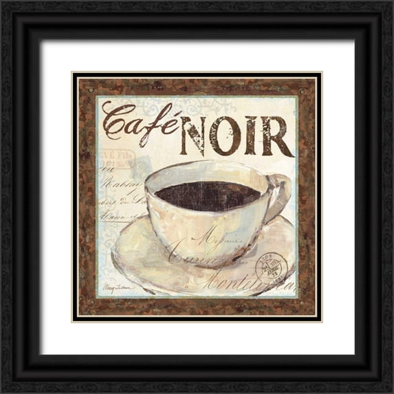 Tillmon, Avery 26x26 Black Ornate Wood Framed with Double Matting Museum Art Print Titled - Cafe du Matin II