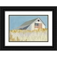 thumbnail image 1 of Tillmon, Avery 32x23 Black Ornate Wood Framed with Double Matting Museum Art Print Titled - Wheat Fields Barn with Flag, 1 of 4