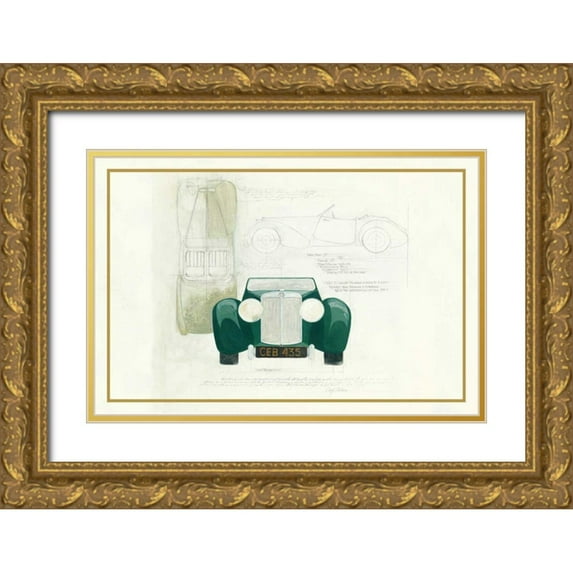 Tillmon, Avery 32x23 Gold Ornate Wood Framed with Double Matting Museum Art Print Titled - Roadster II v2