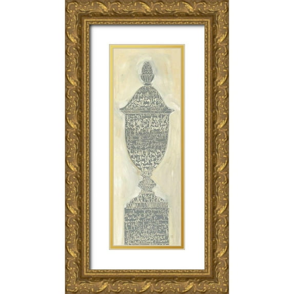 Tillmon, Avery 7x14 Gold Ornate Wood Framed with Double Matting Museum Art Print Titled - Scripted Urn II
