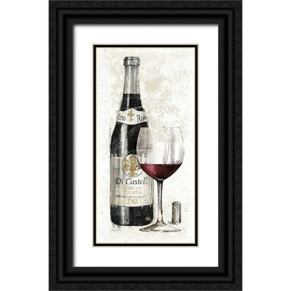Tillmon, Avery 9x14 Black Ornate Wood Framed with Double Matting Museum Art Print Titled - Pencil Wine I