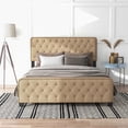 thumbnail image 1 of Tilly Tufted Fabric Panel Bed, Queen, Brown, 1 of 1