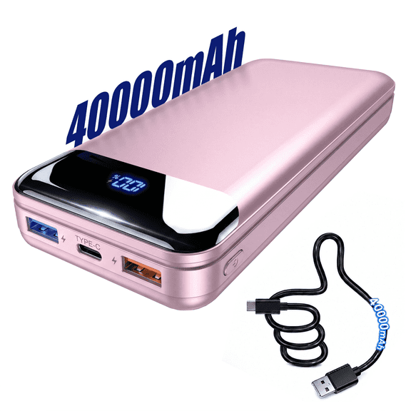 Tilnce 40000mAh Power Bank, 30W PD Fast Charging Portable Charger for iPhone 17 16 15 Pro Max, Samsung Galaxy; High-Capacity Battery Pack for Camping & Travel