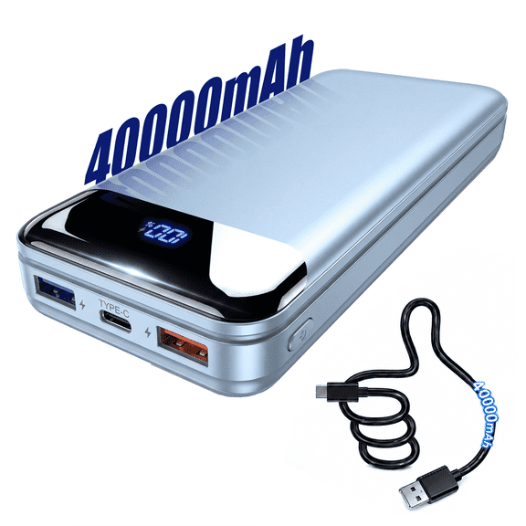 Tilnce 40000mAh Portable Power Station, 30W PD Fast Charging External Battery with 3 USB Ports, Smart LED Digital Display & NTC Secure Power Bank for iPhone 17 16 15, Samsung S26 S25, Camping