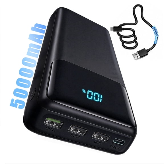Tilnce 50000mAh Power Bank Charger - 30W PD Fast Charging for iPhone 17 Pro Max