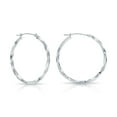 thumbnail image 1 of Tilo Jewelry 10K White Gold Twisted Round Creole Hoop Earrings | 30mm | Everyday Earrings for Women & Unisex, 1 of 11