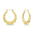 thumbnail image 1 of Tilo Jewelry 10K Yellow Gold Classic Bamboo Chunky Hoop Earrings | 28mm | Large Statement Hoops for Women & Unisex, 1 of 8