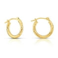 thumbnail image 1 of Tilo Jewelry 10K Yellow Gold Hand Engraved Full Diamond-Cut Round Hoop Earrings (14mm) for Women & Unisex, 1 of 7