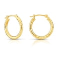 thumbnail image 1 of Tilo Jewelry 10K Yellow Gold Hand Engraved Full Diamond-Cut Round Hoop Earrings (16mm) for Women & Unisex, 1 of 7
