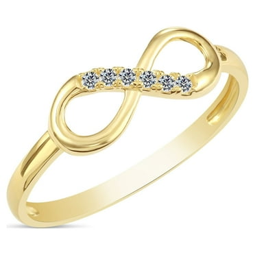 Tilo Jewelry 10K Yellow Gold Infinity Loop Ring with Cubic Zirconia CZ Stones | Size 5 | Women & Unisex