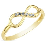 Tilo Jewelry 10K Yellow Gold Infinity Loop Ring with Cubic Zirconia CZ Stones | Size 9 | Women & Girls