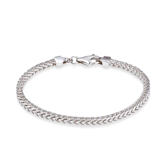 Tilo Jewelry Solid 925 Sterling Silver Franco Chain Bracelet with Secure Lobster Lock | 2mm - 8 Inch | Everyday Bracelet for Men, Women, Unisex