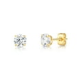 thumbnail image 1 of Tilo Jewelry 10K Yellow Gold Solitaire Round CZ Stud Post Earrings with Secure Push-backs | 5mm | Classic Everyday Earrings | Women, Men, Unisex, 1 of 11