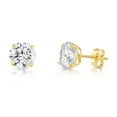 thumbnail image 1 of Tilo Jewelry 10K Yellow Gold Solitaire Round CZ Stud Post Earrings with Secure Push-backs | 7mm | Classic Everyday Earrings | Women, Men, Unisex, 1 of 11