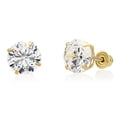 thumbnail image 1 of Tilo Jewelry 10K Yellow Gold Solitaire Round CZ Stud Post Earrings with Secure Screw-backs | 8mm | Classic Everyday Earrings | Women, Men, Unisex, 1 of 10