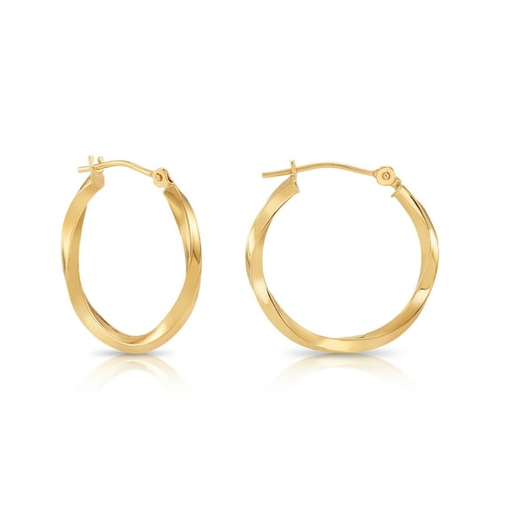 Tilo Jewelry 10K Yellow Gold Twisted Round Creole Hoop Earrings | 20mm | Everyday Earrings for Women & Unisex