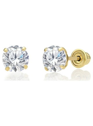 In Season Jewelry 18k Gold Plated Tiny Crystal Screw Back Baby Earrings 2mm  