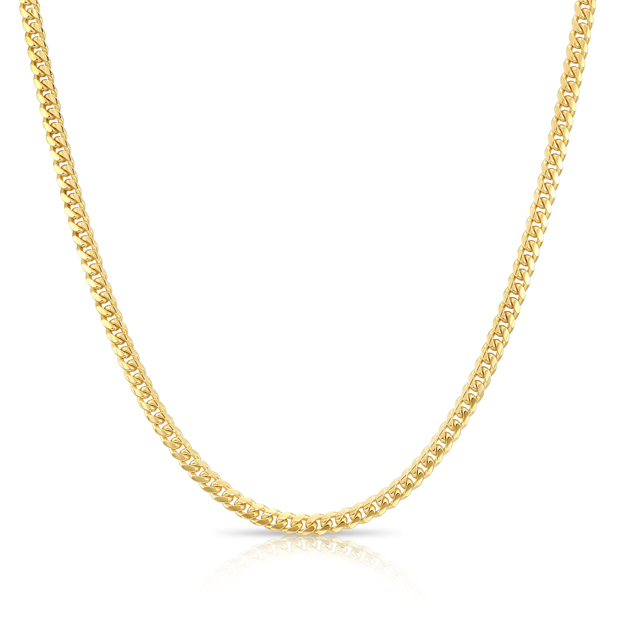 14k Yellow Gold 5mm Solid Miami Cuban Curb Chain Necklace - Lobster Clasp