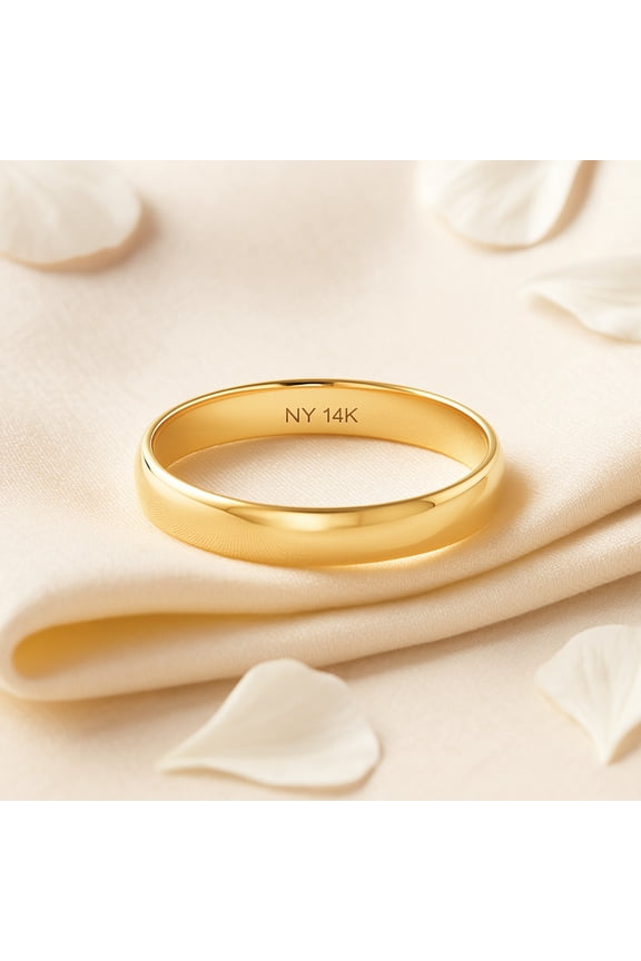 14K Solid Yellow Gold 3mm Flat Polished Wedding Band Ring | Size 7 | Classic Promise Couple Band Ring for Women, Men, Unisex