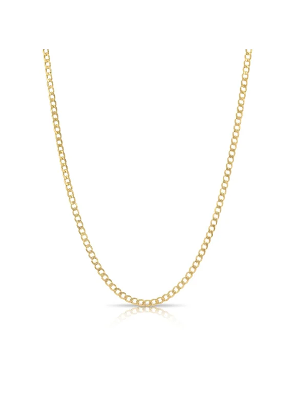 14K Solid Yellow Gold Curb Link Chain Necklace with Secure Lobster Lock | 3mm - 18 Inch | Everyday Chain Necklace for Men, Women, Unisex