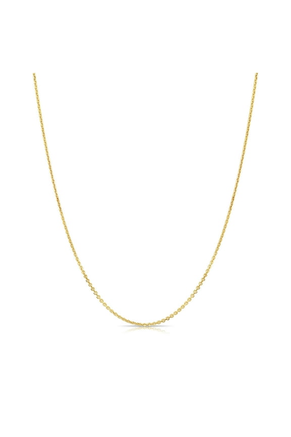 14K Solid Yellow Gold Diamond-Cut Cable Thin Chain Necklace with Secure Spring-Ring Lock | 1.5mm - 20 Inch | Everyday Dainty Necklace for Women, Men, Unisex